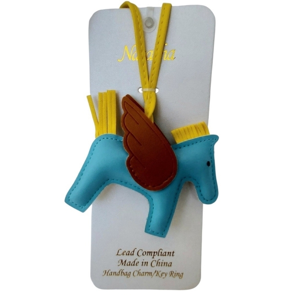 Pegusus Horse Reinstone Bag Charm/Keychain Accent with Blue Wings NWT - Picture 3 of 3